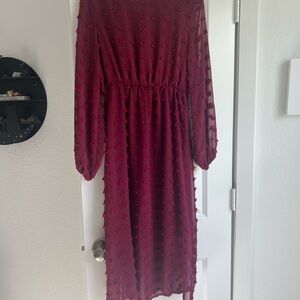 Elegant Burgundy Chiffon Dress